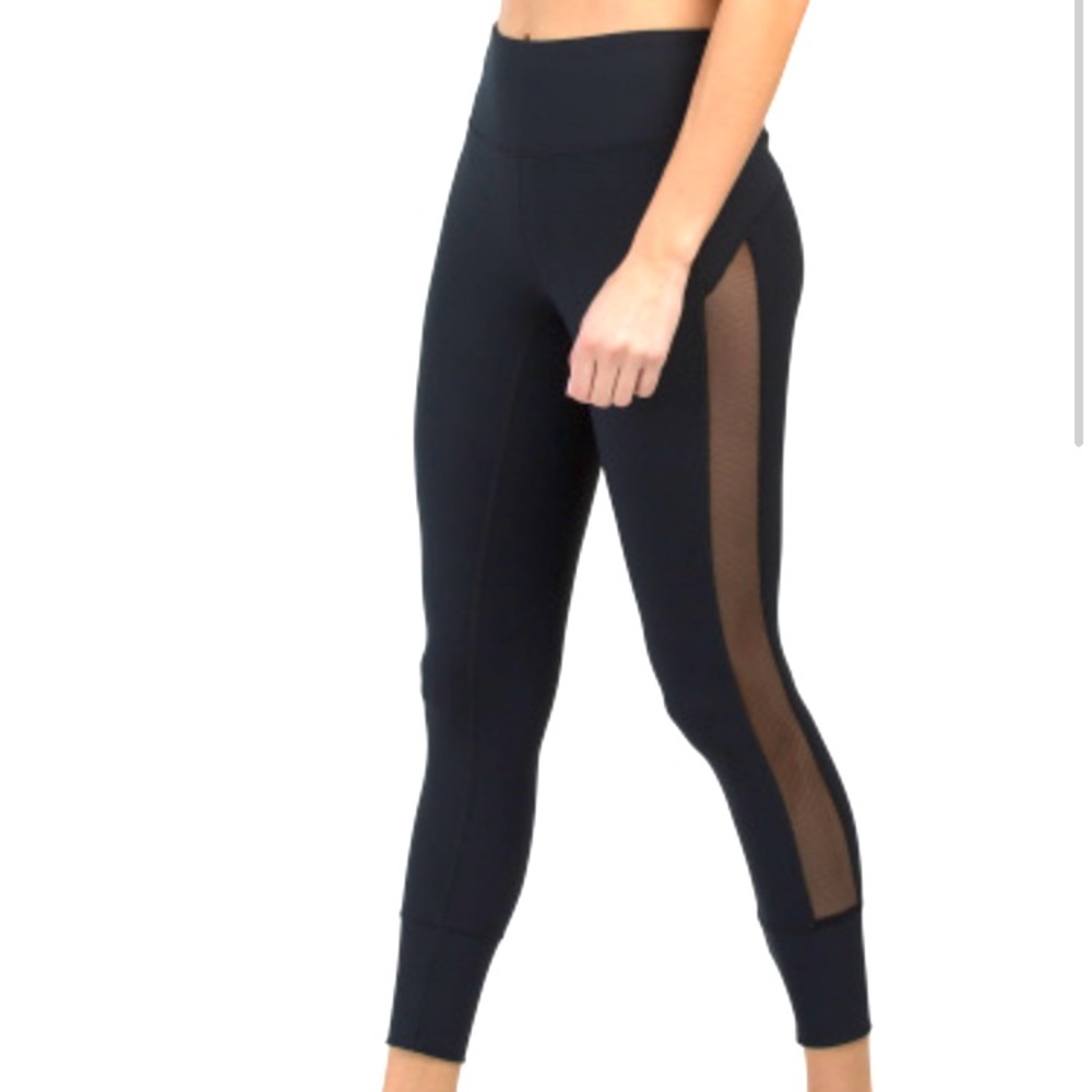 90 Degree By Reflex Ankle Leggings Black Mesh XS